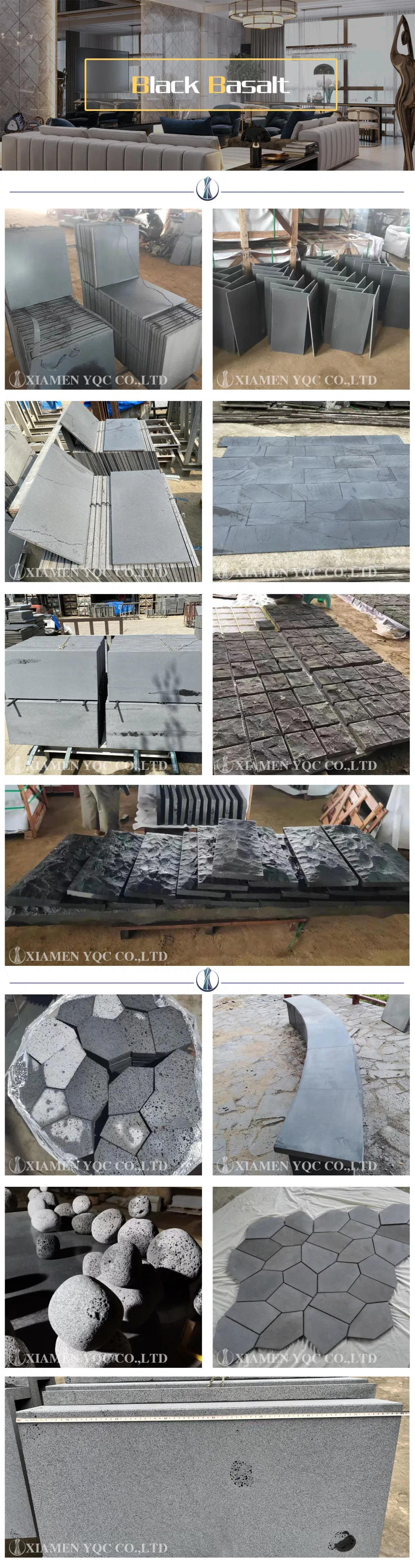 Hainan Honed Dark Grey/Black Lava Blue Stone Tile Basalt Swimming Pool Coping for Paving/Kerbstone/Wall/Flooring/Covering Price