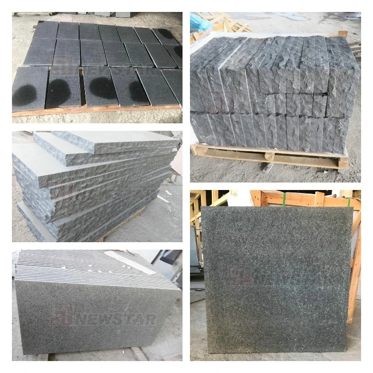 Flamed Granite Floor Tile Exterior Black Basalt G684 Granite Stone Black Stone Paver