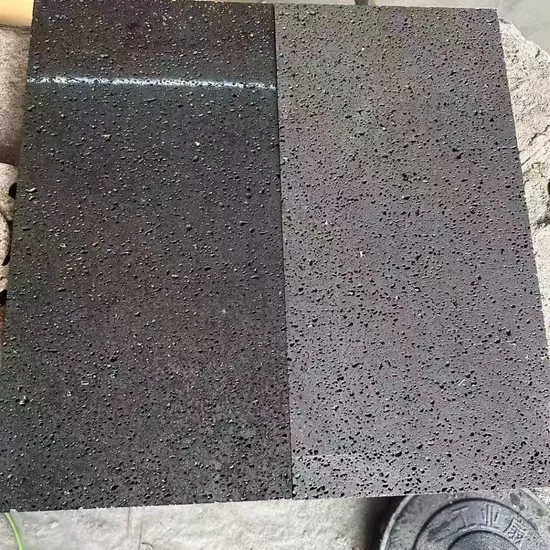 Black Basalt Paver, Honed Surface Machine Cut Paving Stone Black Basalt 